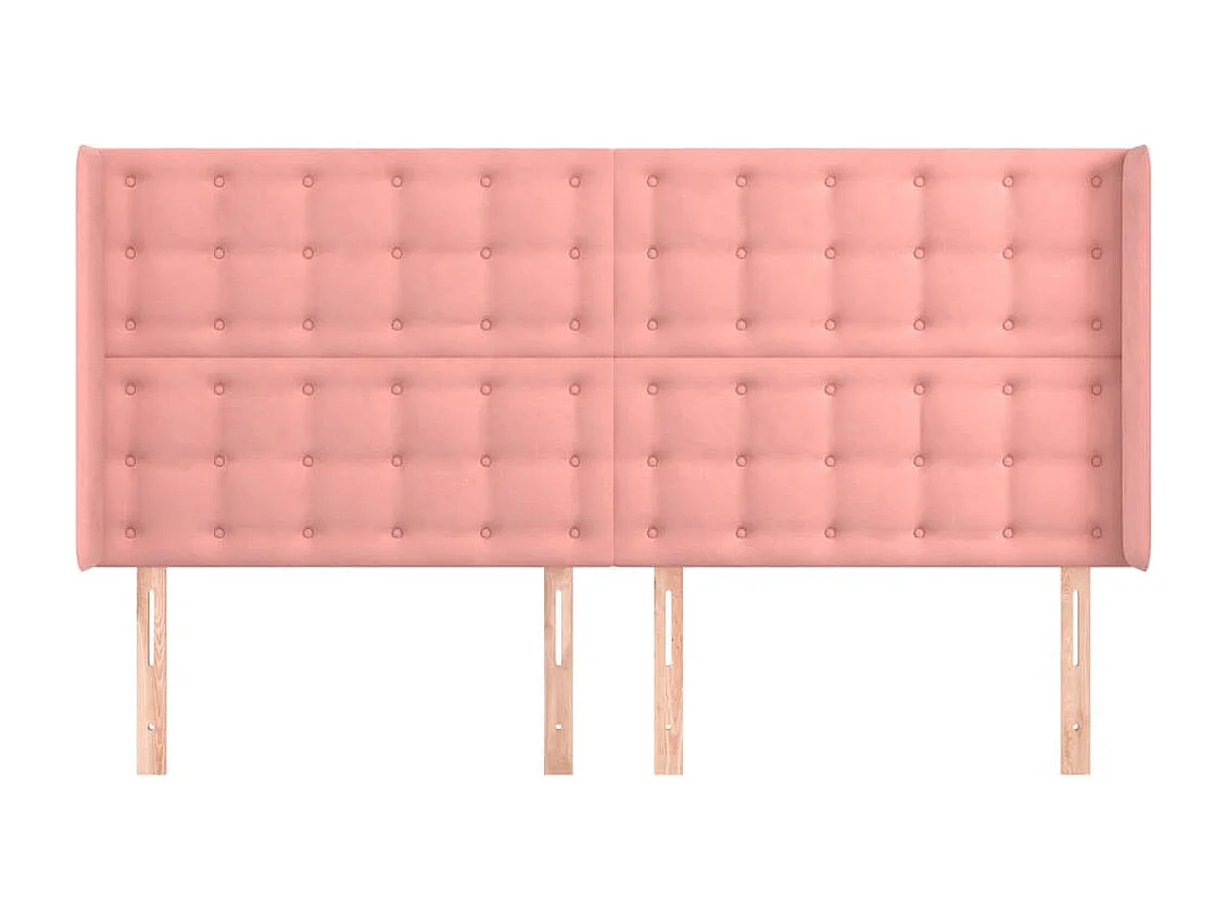 Tête de Lit | Panneau de tête pour lit Moderne avec oreilles Rose 183x16x118/128 cm Velours
