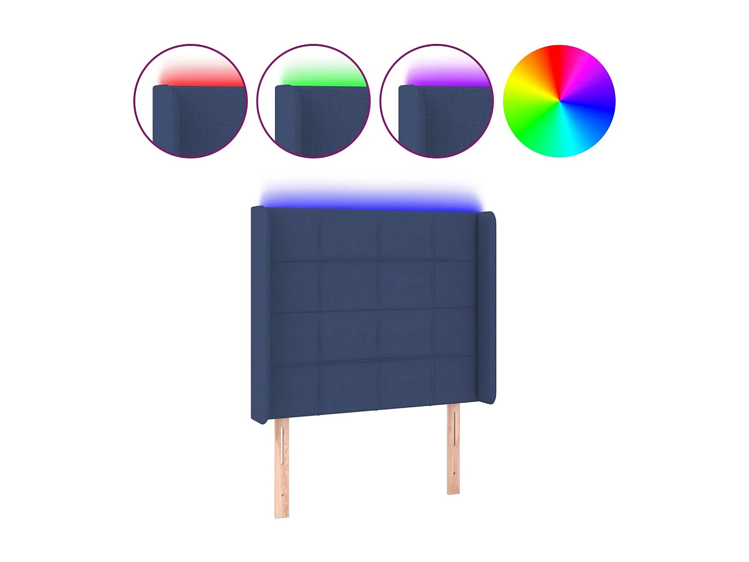 Tête de Lit | Panneau de tête pour lit Moderne à LED Bleu 83x16x118/128 cm Tissu