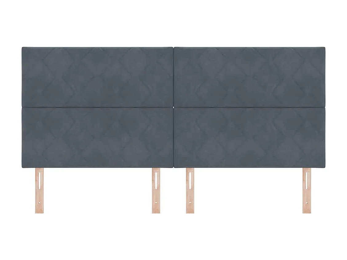 Tête de Lit | Panneau de tête pour lit Moderne LED Geometric Manuel Gris foncé 200 cm Velours