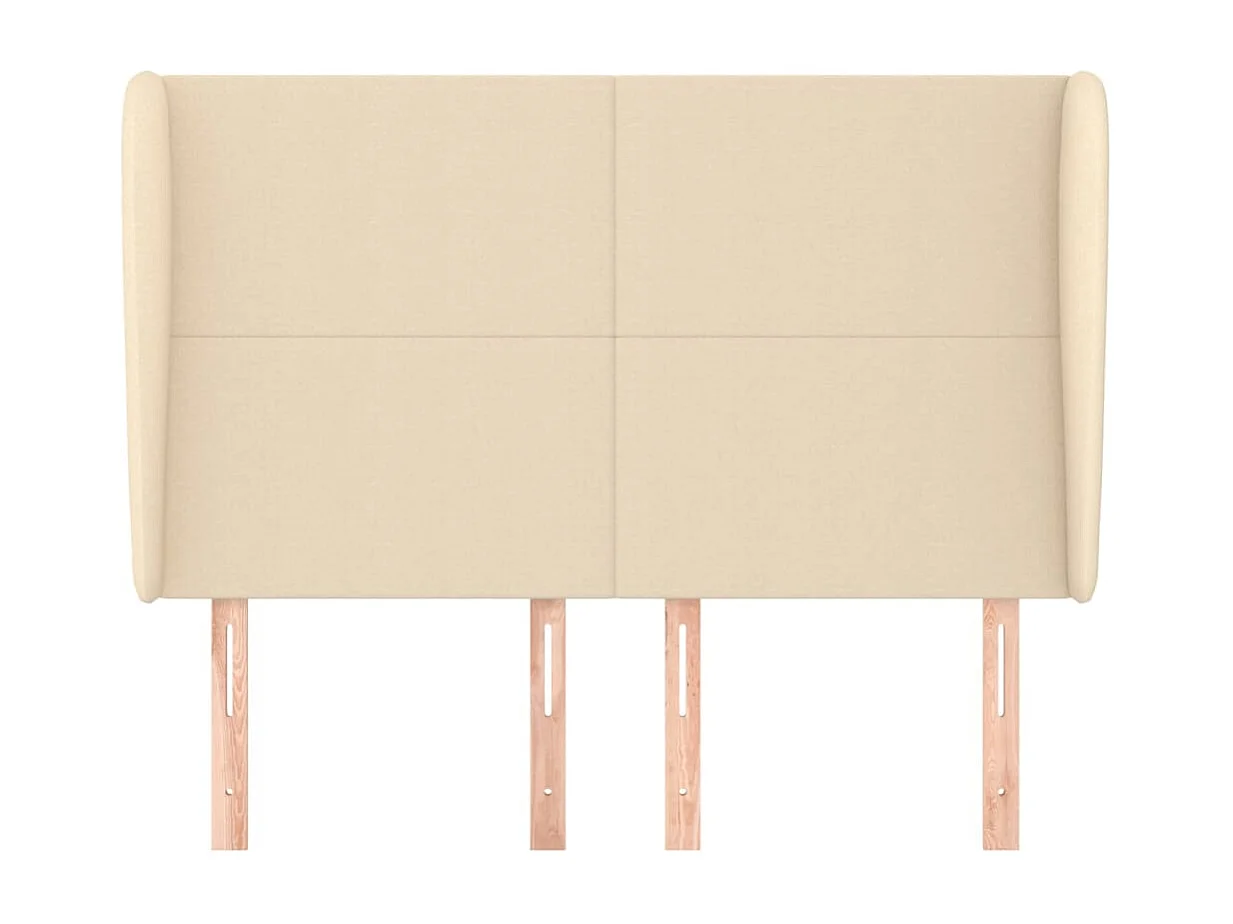 Cabecero | Cabezal de Cama | Mueble cabecero con orejas de tela color crema 147x23x118/128 cm