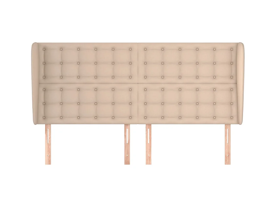Cabecero | Cabezal de Cama | Mueble cabecero con orejas cuero sintético capuchino 203x23x118/128 cm