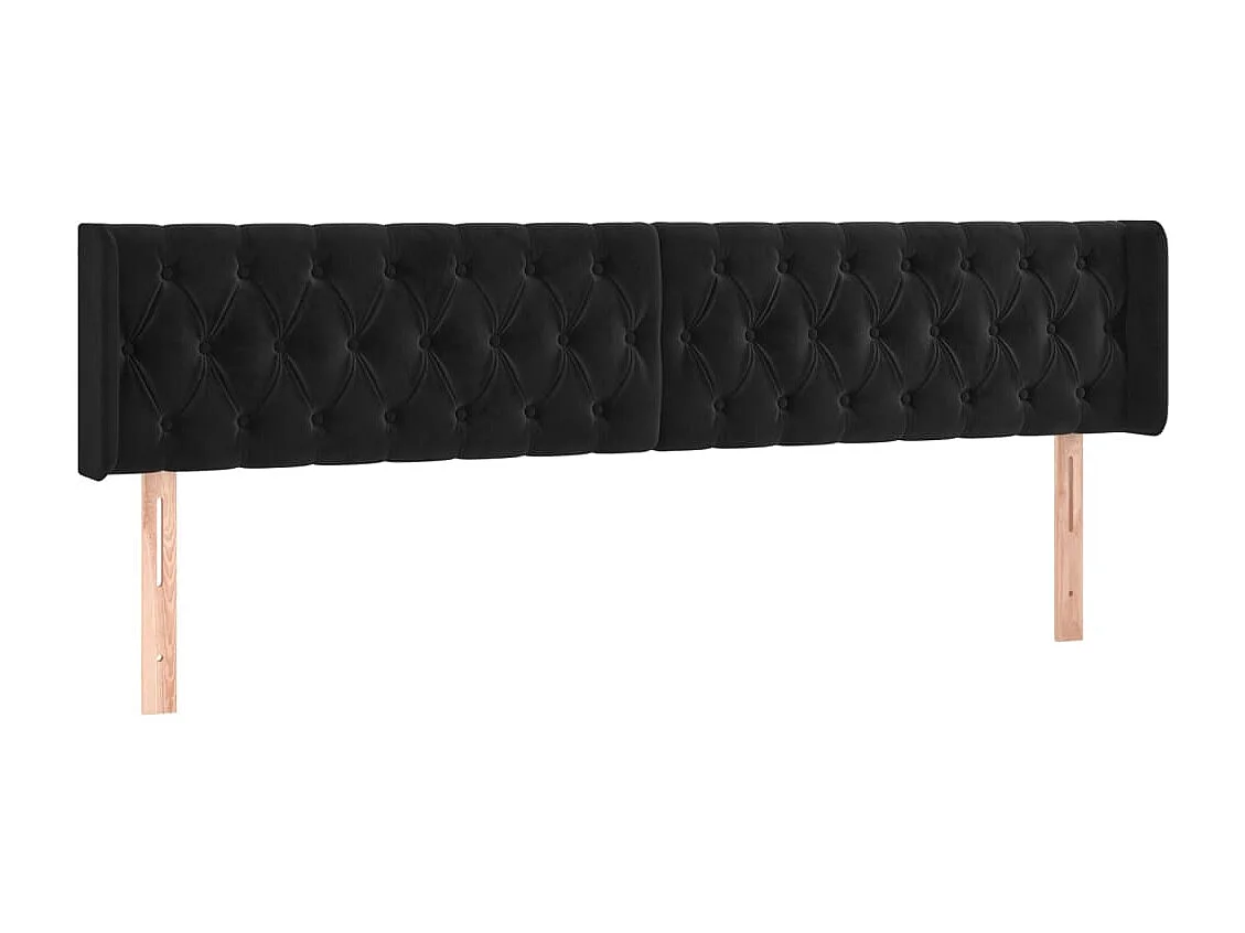 Hoofdbord | Hoofdeinde LED 203x16x78/88 cm fluweel zwart