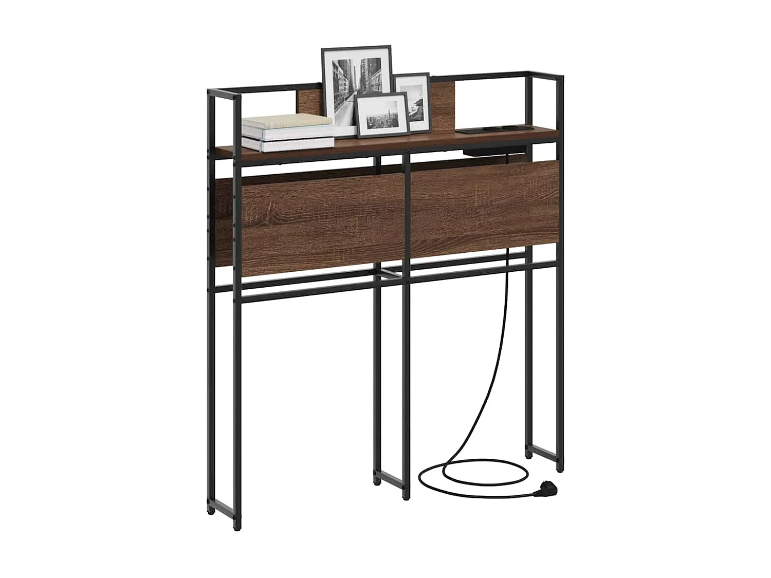 Mueble cabecero con almacenamiento | Cabecera de almacenamiento con estante Marrón roble 80 cm