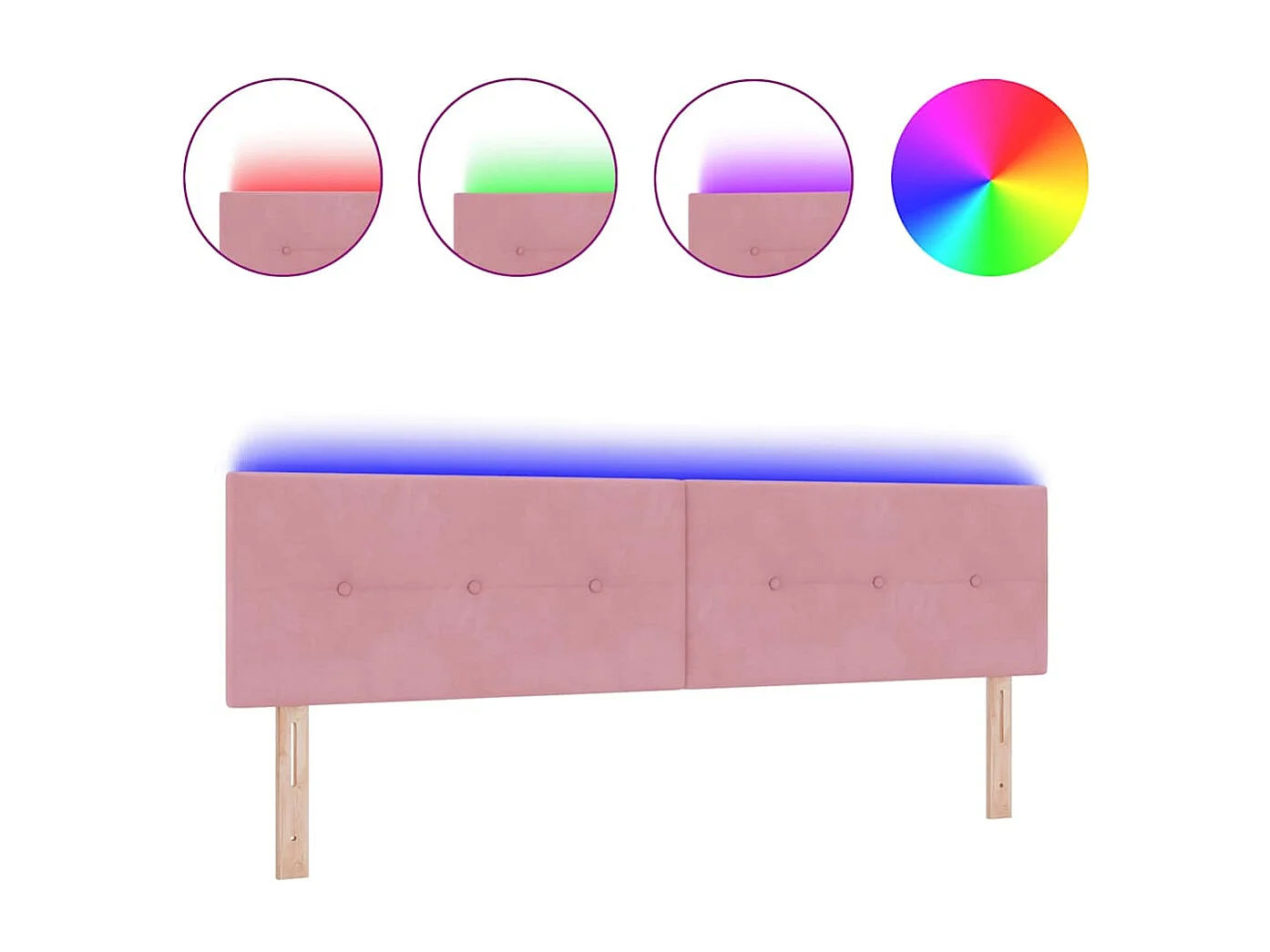 Tête de Lit | Panneau de tête pour lit Moderne avec des lumières à LED Réglable Rose 90 cm Velours