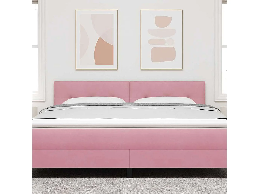 Tête de Lit | Panneau de tête pour lit Moderne avec des lumières à LED Réglable Rose 90 cm Velours