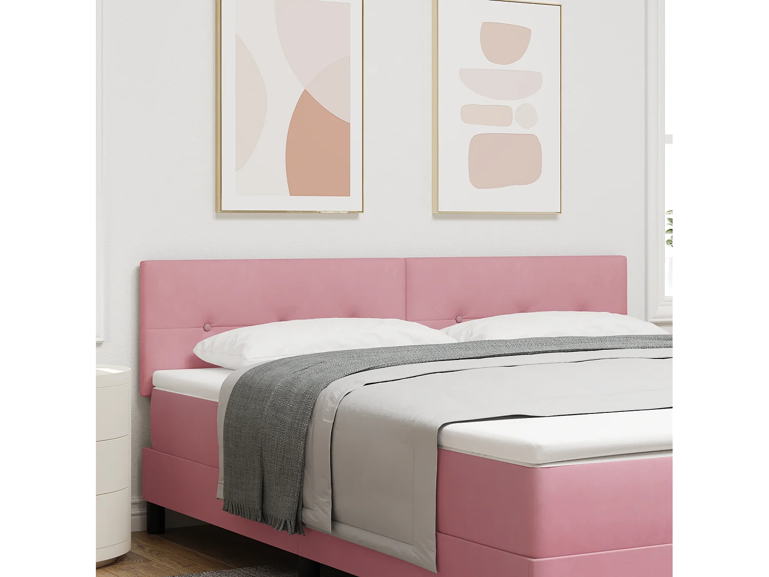 Tête de Lit | Panneau de tête pour lit Moderne avec des lumières à LED Réglable Rose 90 cm Velours