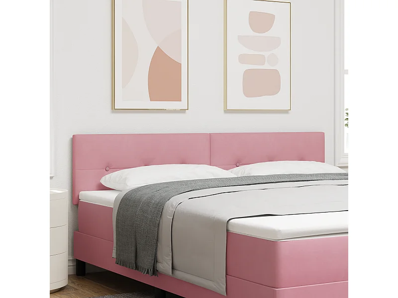 Tête de Lit | Panneau de tête pour lit Moderne avec des lumières à LED Réglable Rose 90 cm Velours