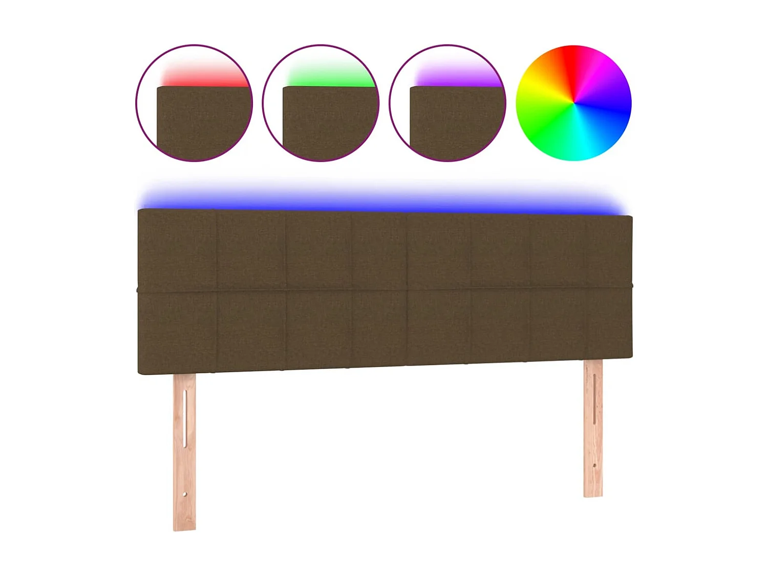 Hoofdbord | Hoofdeinde LED 144x5x78/88 cm stof donkerbruin