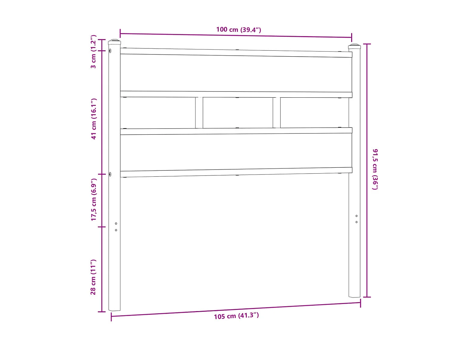 Mueble cabecero | Cabezal de cama | Cabecero de acero y madera de ingeniería marrón roble 100 cm