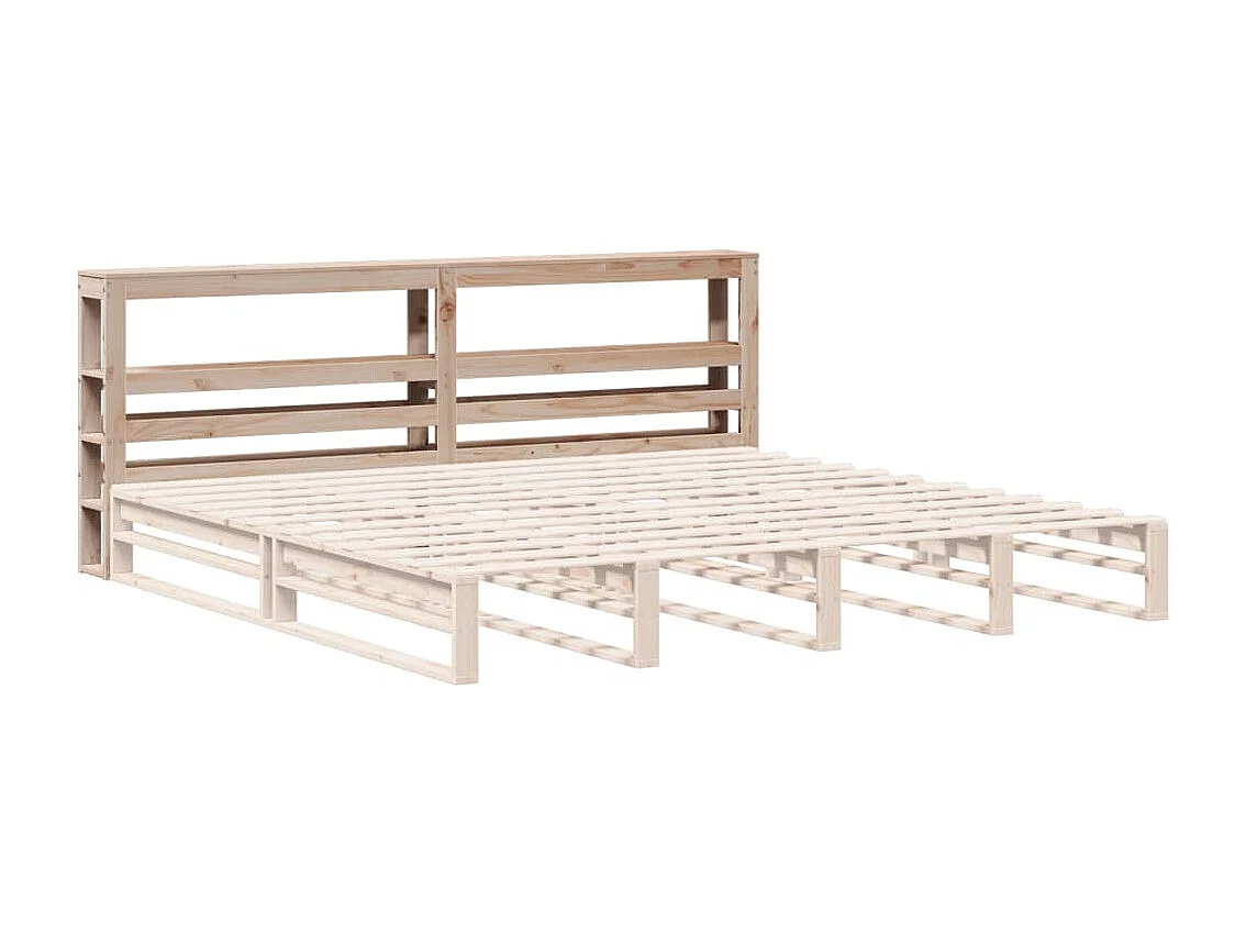 Cabecero de Cama | Cabezal de cama | Mueble de cabecero con estantes madera maciza de pino 200 cm