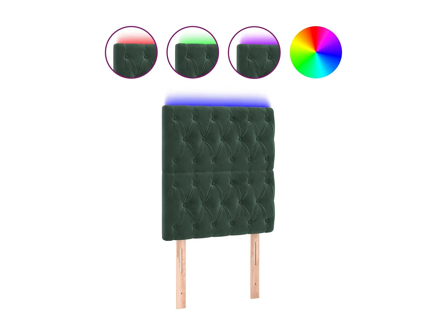 Tête de Lit | Panneau de tête pour lit Moderne à LED Vert foncé 80x7x118/128 cm Velours