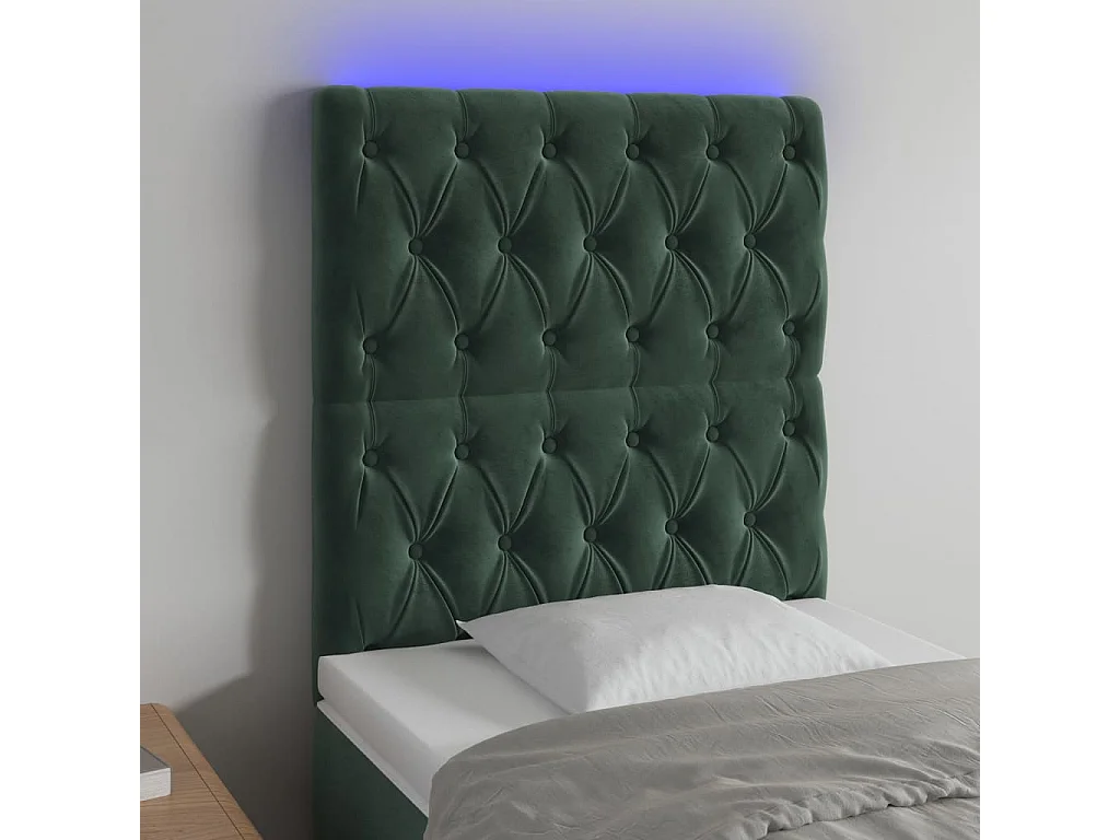 Hoofdbord | Hoofdeinde LED 80x7x118/128 cm fluweel donkergroen