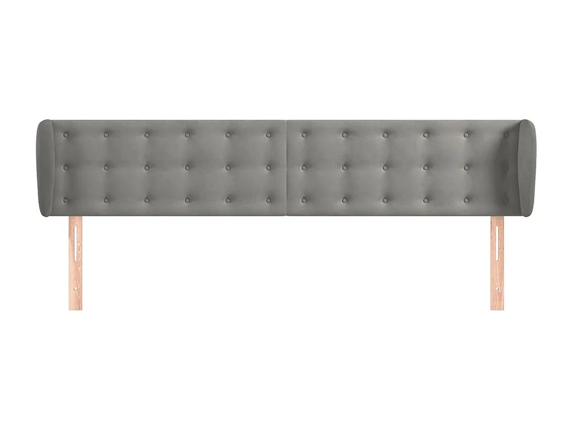 Mueble cabecero | Cabezal de cama | Cabecero de terciopelo gris claro 183x23x78/88 cm