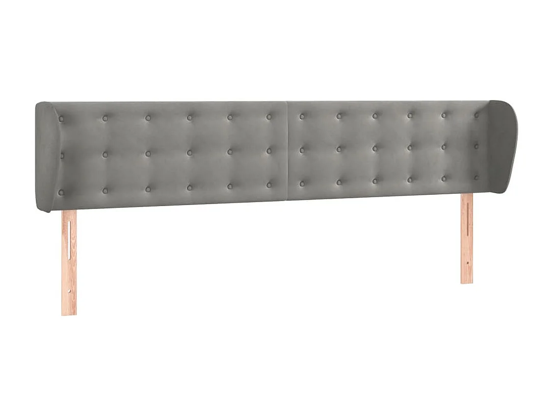 Tête de Lit | Panneau de tête pour lit Moderne avec oreilles Gris clair 183x23x78/88 cm Velours