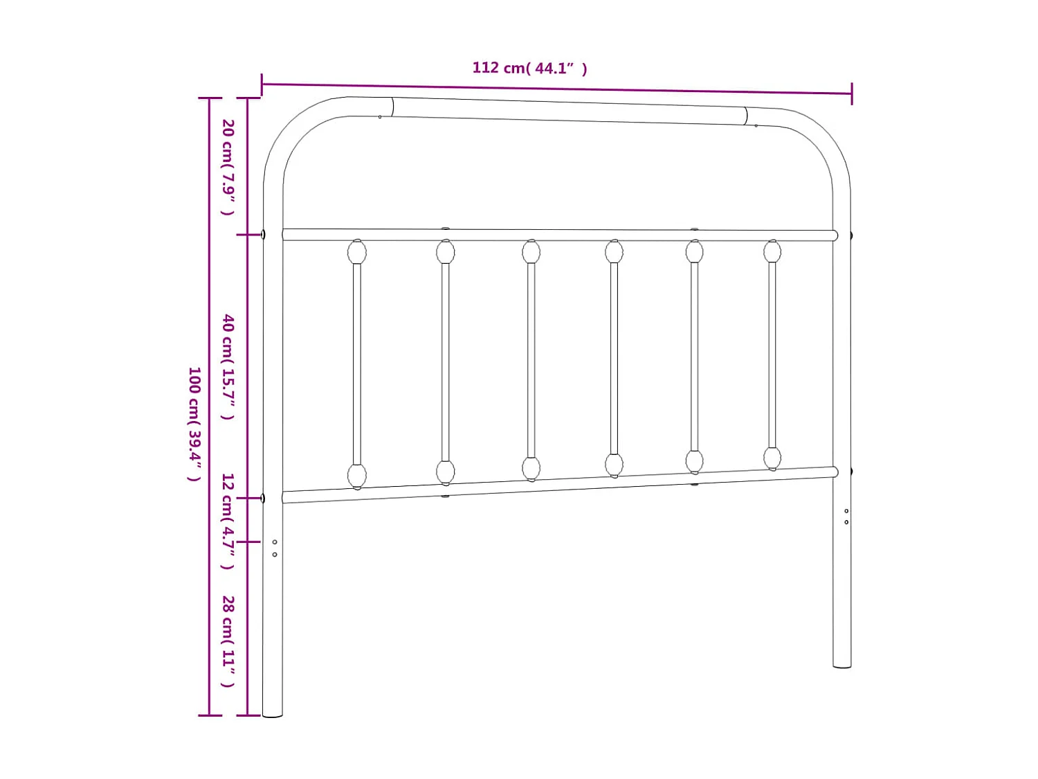 Mueble cabecero | Cabezal de cama | Cabecero de metal blanco 107 cm