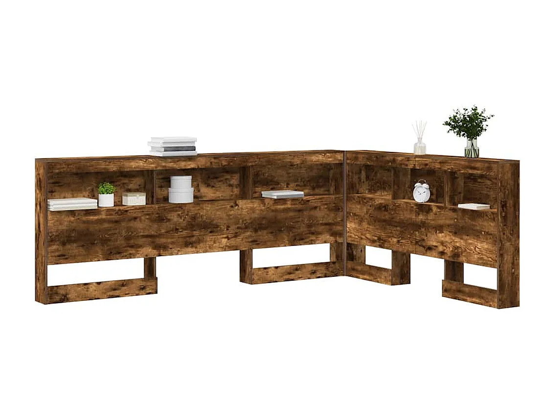 Tête de Lit de rangement | Panneau de tête pour lit Chêne fumé 135 cm Bois d'ingénierie