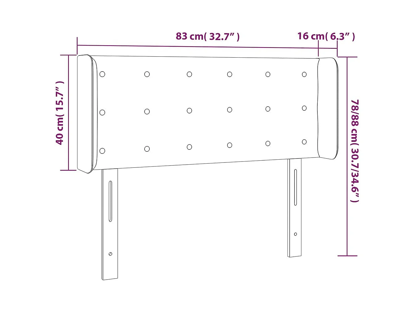 Mueble cabecero | Cabezal de cama | Cabecero con LED de tela azul 83x16x78/88 cm