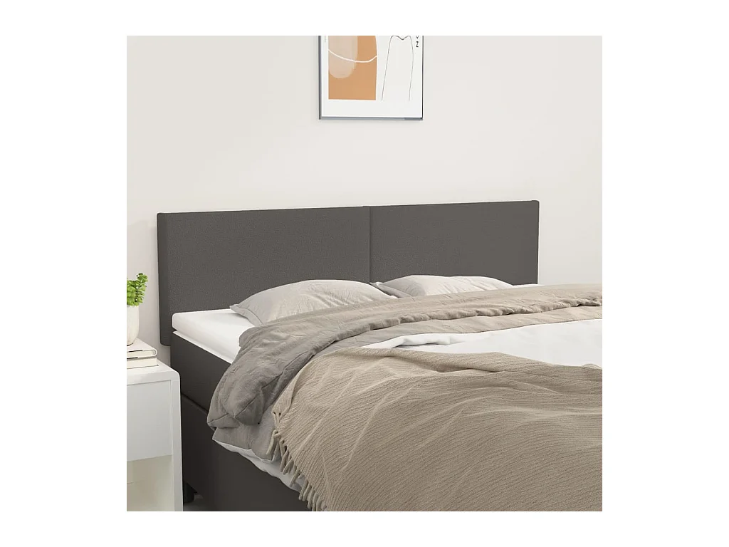 Têtes de lit | Panneaux de tête pour lit Moderne 2 pcs Gris 72x5x78/88 cm Similicuir