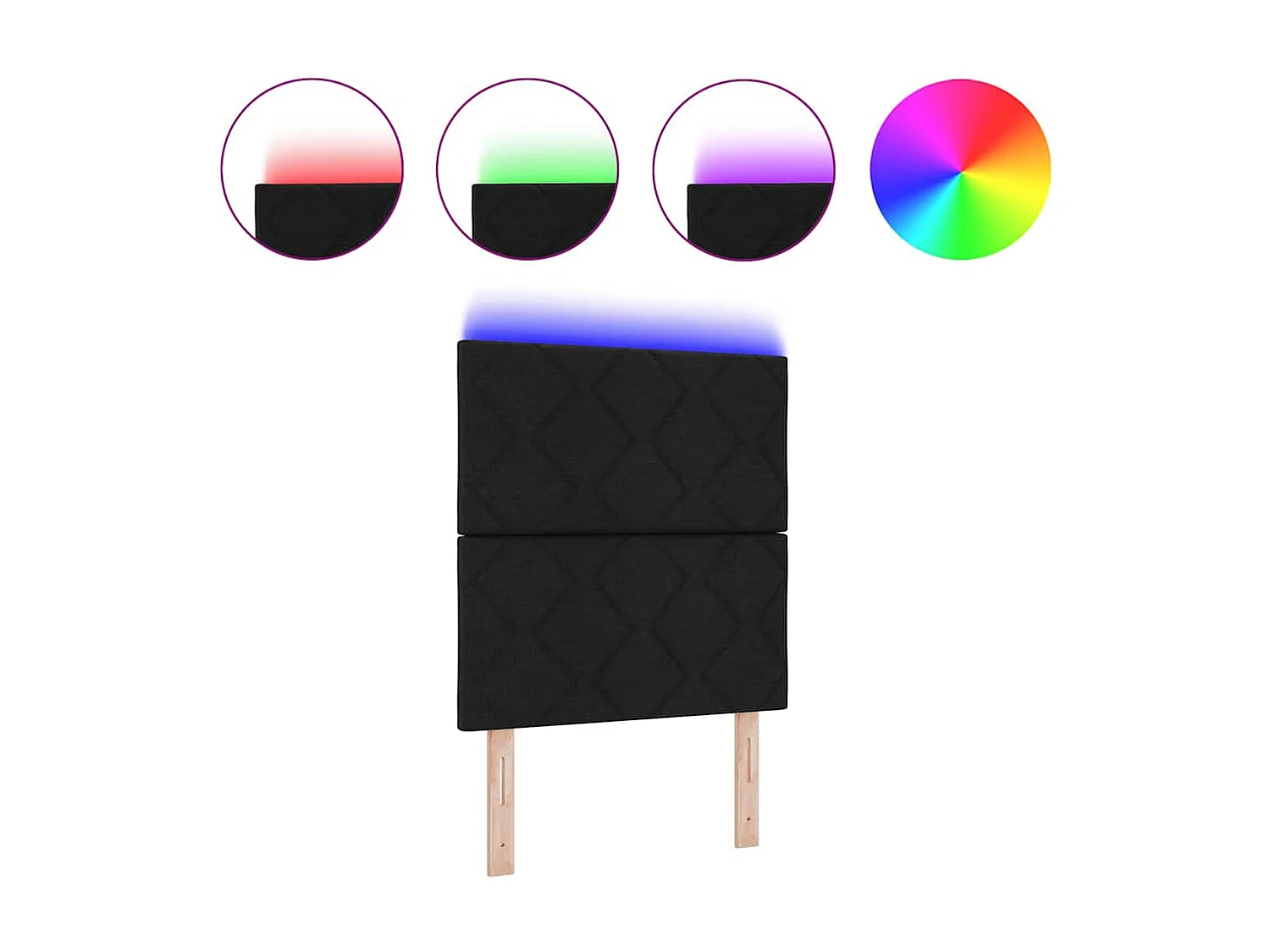 Tête de Lit | Panneau de tête pour lit Moderne avec des lumières à LED Réglable Noir 80 cm tissu