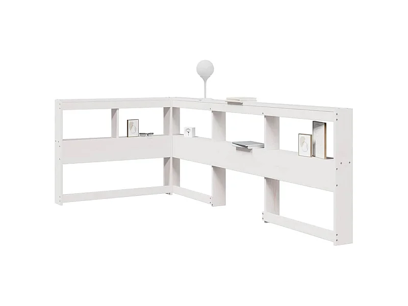 Mueble cabecero | Cabecero | Cabezal de cama librería en forma de L madera maciza pino blanco 90cm