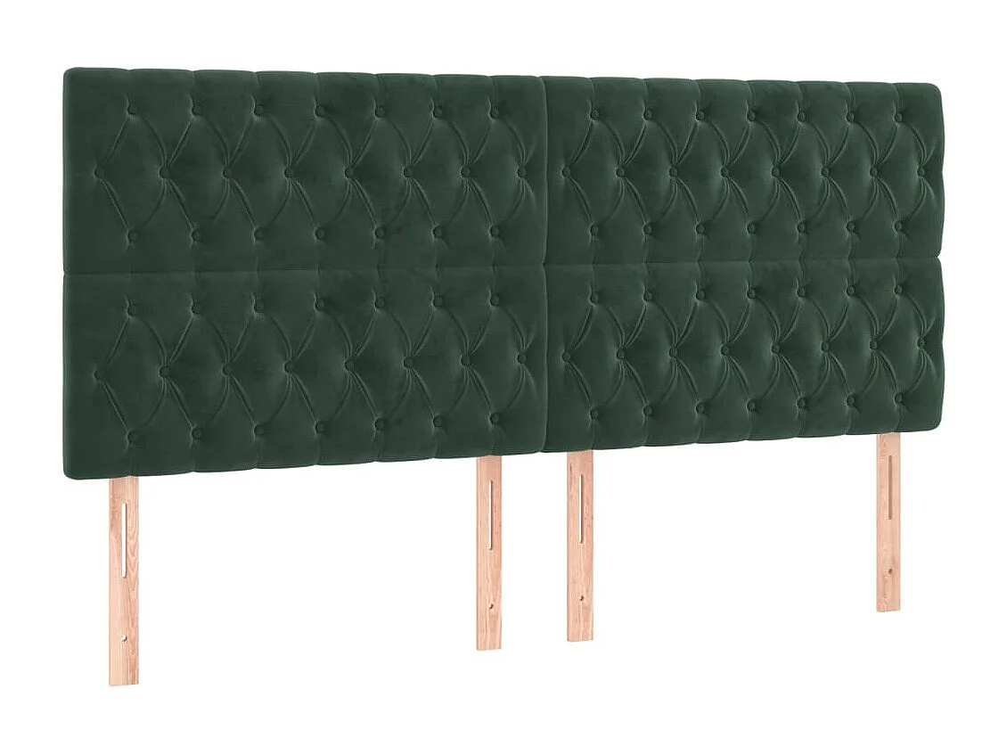 Tête de Lit | Panneau de tête pour lit Moderne à LED Vert foncé 180x7x118/128 cm Velours