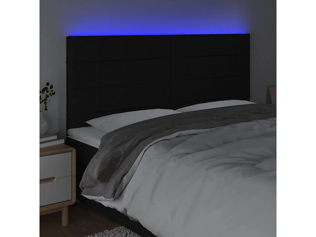 Hoofdbord | Hoofdeinde LED 180x5x118/128 cm stof zwart