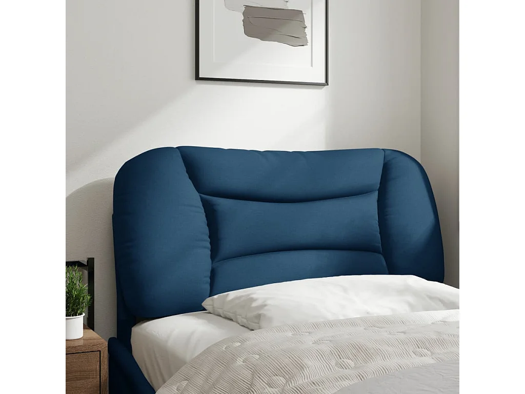 Cabecero de Cama | Cabezal de cama | Mueble de cabecero acolchado Hvar tela azul 90 cm