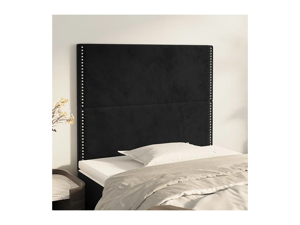 Cabeceros | Cabezal de cama | Mueble de cabecero 2 unidades de terciopelo negro 90x5x78/88 cm