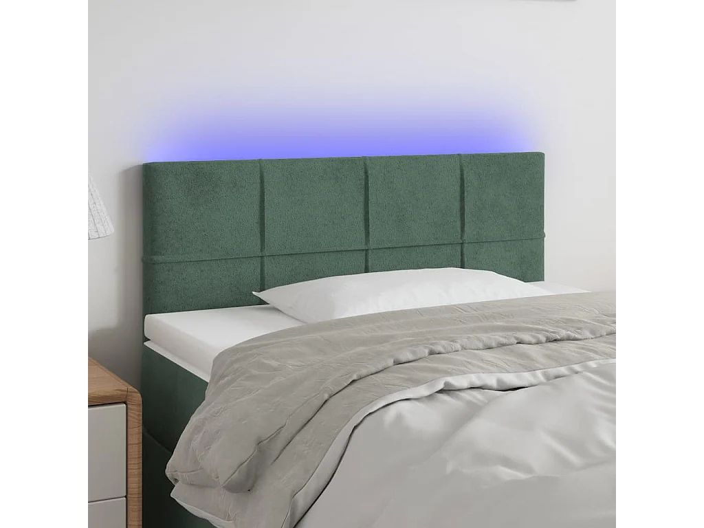 Hoofdbord | Hoofdeinde LED 100x5x78/88 cm fluweel donkergroen