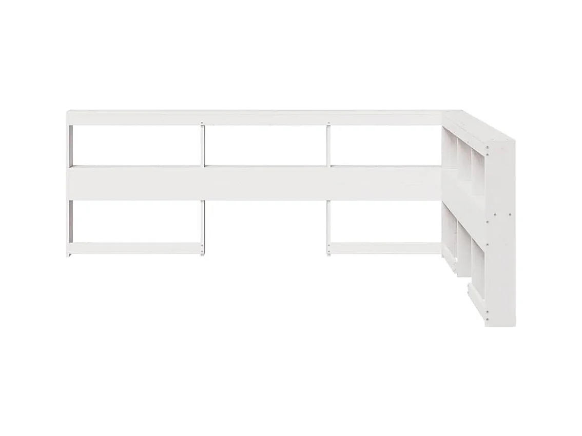 Mueble cabecero | Cabecero | Cabezal de cama librería en forma L madera maciza pino blanco 150 cm