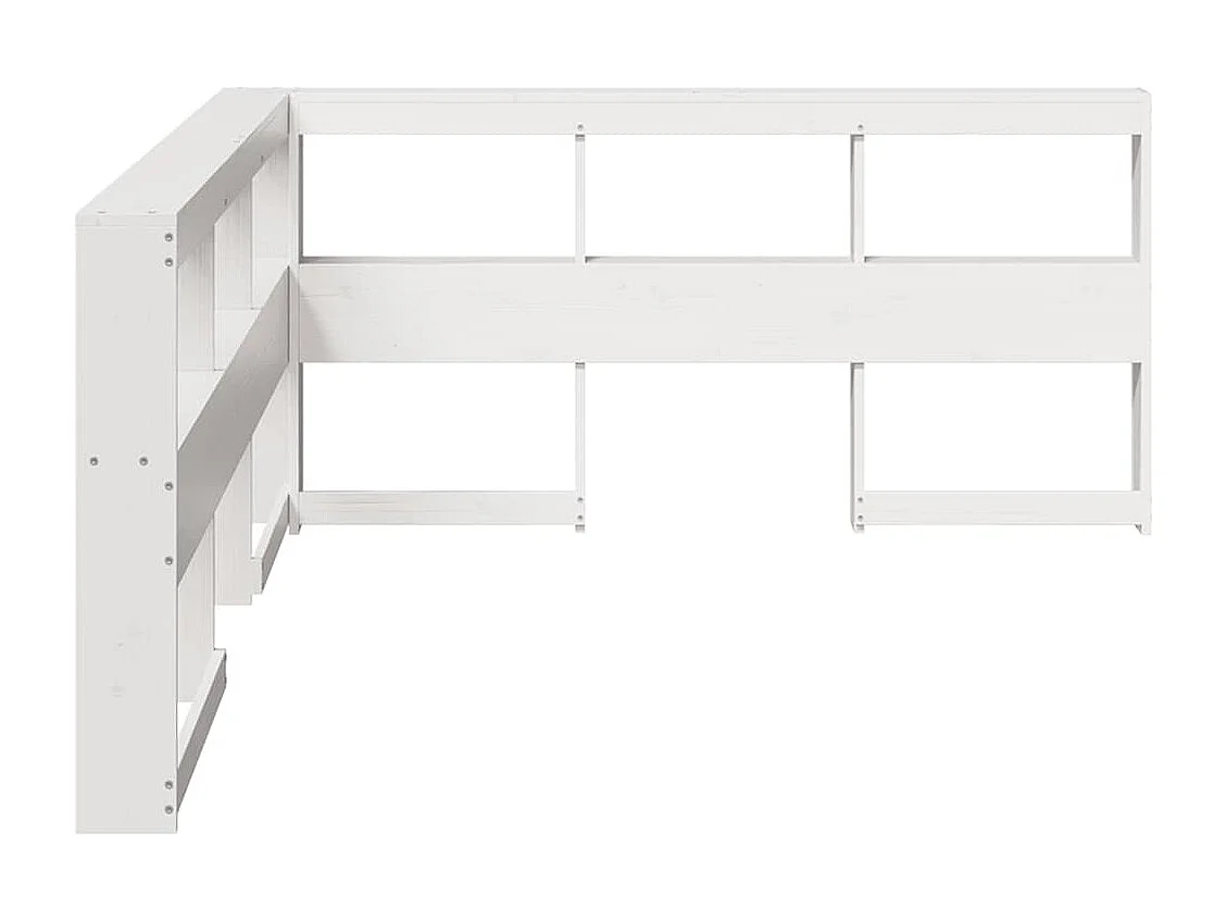 Mueble cabecero | Cabecero | Cabezal de cama librería en forma L madera maciza pino blanco 150 cm