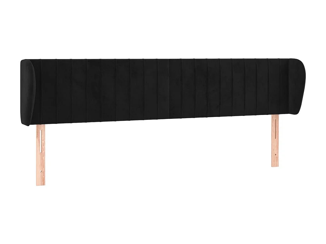 Tête de Lit | Panneau de tête pour lit Moderne avec oreilles Noir 183x23x78/88 cm Velours