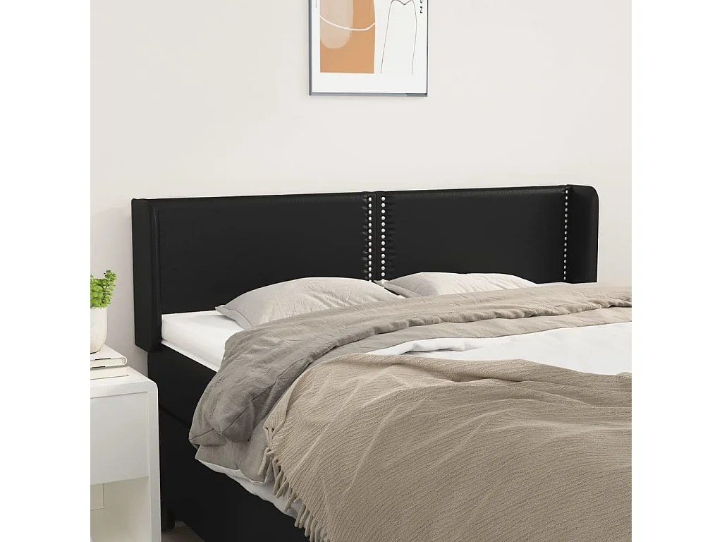 Hoofdbord | Hoofdeinde met randen 147x16x78/88 cm kunstleer zwart
