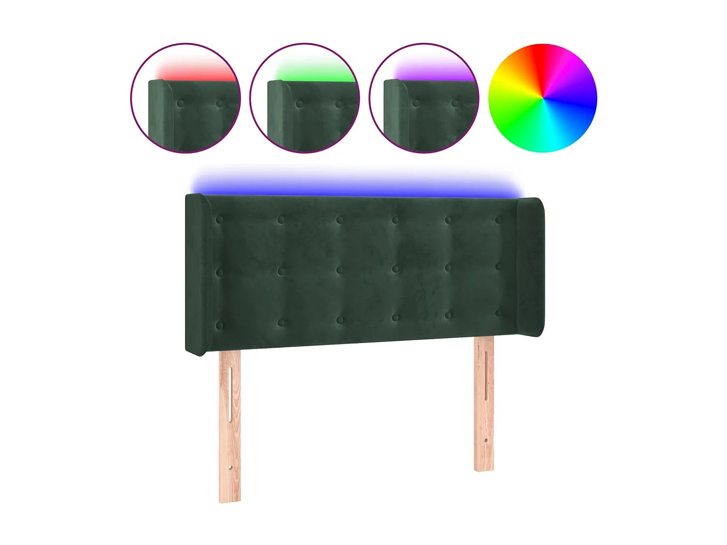 Hoofdbord | Hoofdeinde LED 93x16x78/88 cm fluweel donkergroen