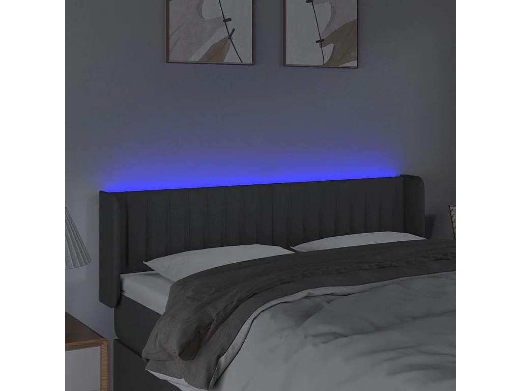 Hoofdbord | Hoofdeinde LED 147x16x78/88 cm stof donkergrijs