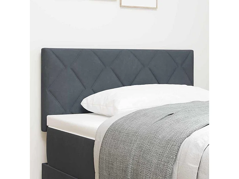 Mueble cabecero | Cabecero | Cabezal de cama Montaje en la pared Gris oscuro 90 cm Terciopelo