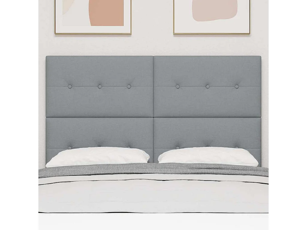 Tête de Lit | Panneau de tête pour lit Moderne LED avec des lumières à LED Gris clair 160 cm tissu