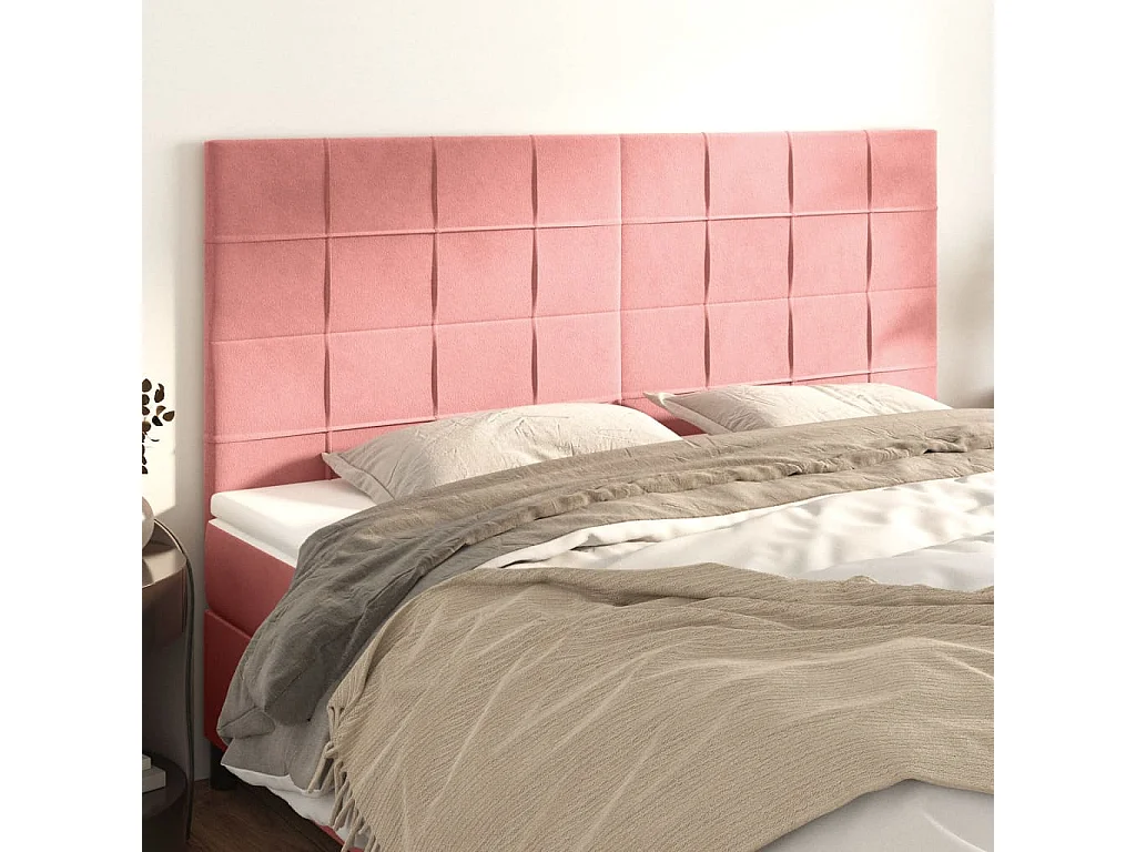 Têtes de lit | Panneaux de tête pour lit Moderne 4 pcs Rose 100x5x78/88 cm Velours