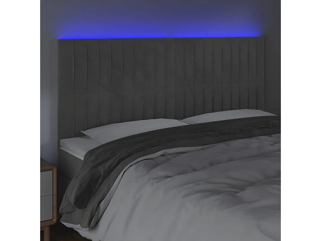 Hoofdbord | Hoofdeinde LED 160x5x118/128 cm fluweel lichtgrijs