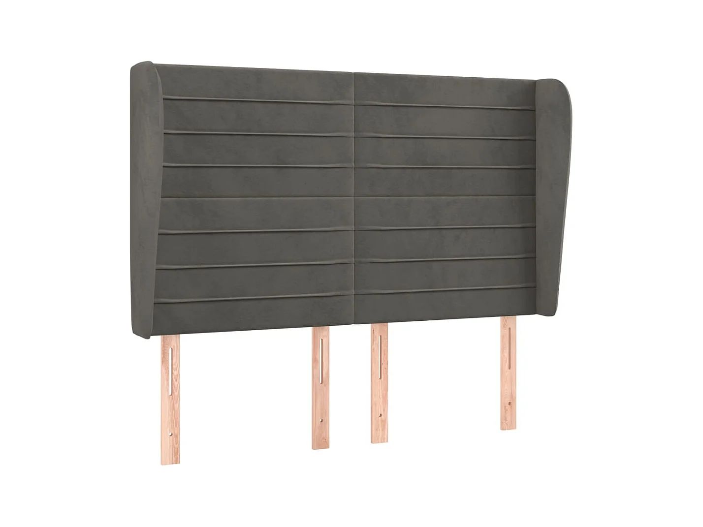 Cabecero | Cabezal de Cama | Mueble cabecero con orejas de terciopelo gris oscuro 147x23x118/128 cm