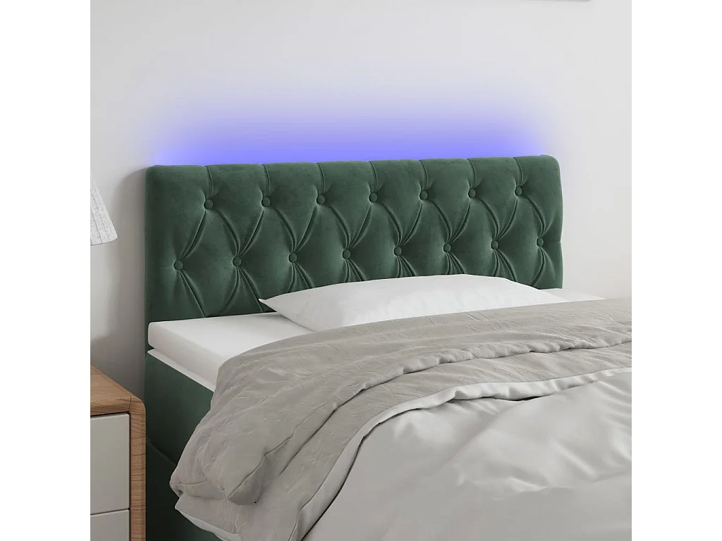 Hoofdbord | Hoofdeinde LED 90x7x78/88 cm fluweel donkergroen