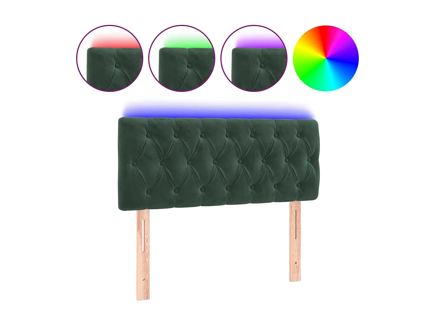 Hoofdbord | Hoofdeinde LED 90x7x78/88 cm fluweel donkergroen