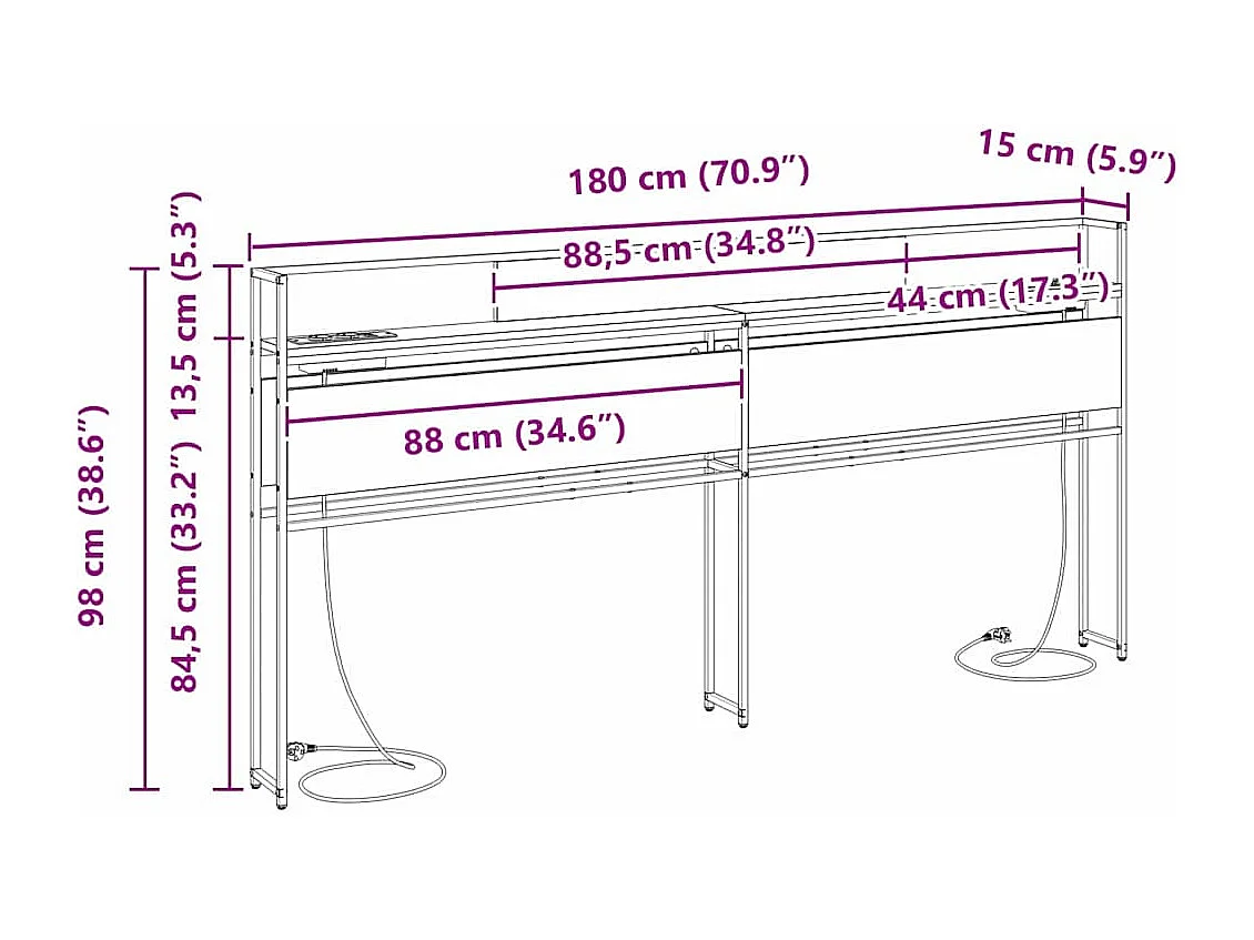 Tête de Lit de rangement | Panneau de tête pour lit Chêne marron 180 cm Bois d'ingénierie