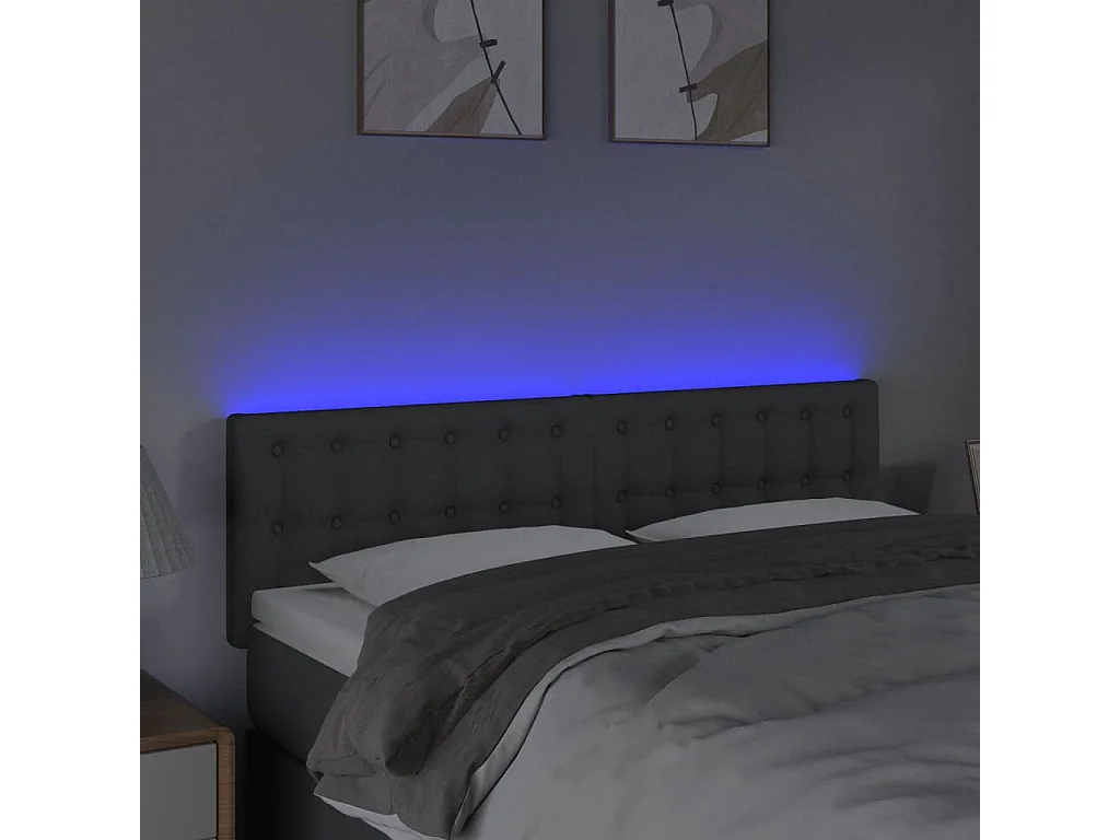Hoofdbord | Hoofdeinde LED 144x5x78/88 cm stof donkergrijs