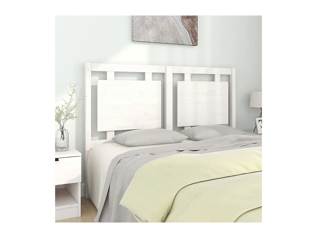 Cabecero de Cama | Cabezal de cama | Mueble de cabecero madera maciza de pino blanco 140,5x4x100 cm