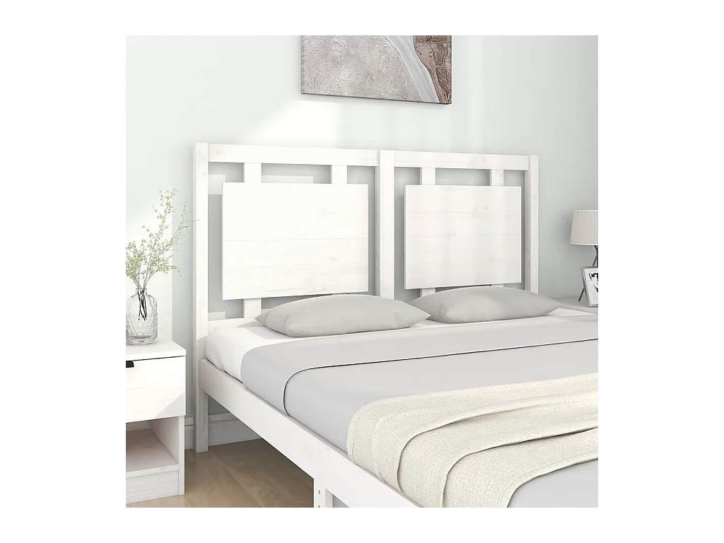 Cabecero de Cama | Cabezal de cama | Mueble de cabecero madera maciza de pino blanco 140,5x4x100 cm