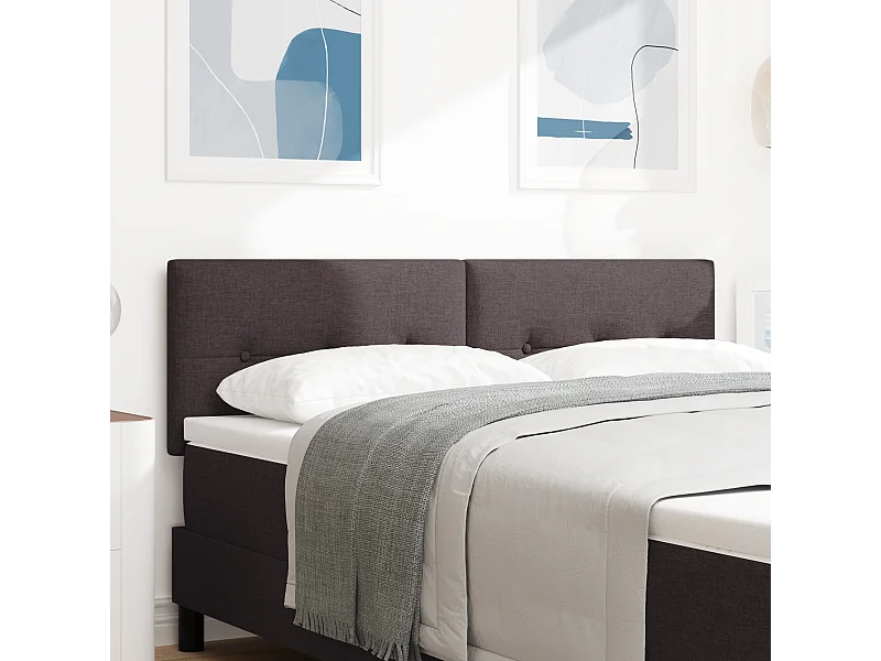 Tête de Lit | Panneau de tête pour lit Moderne LED avec Tête de Lit | Panneau de tête pour lit Moderne Marron foncé 144 cm tissu