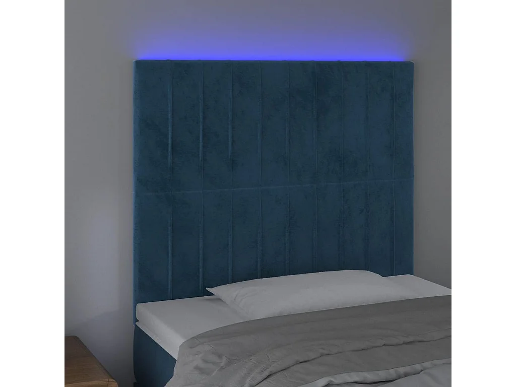 Hoofdbord | Hoofdeinde LED 80x5x118/128 cm fluweel donkerblauw