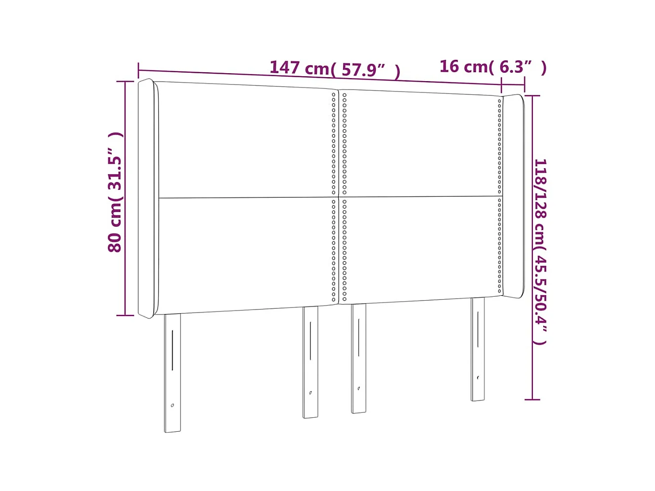 Mueble cabecero | Cabezal de cama | Cabecero con LED de tela azul 147x16x118/128 cm