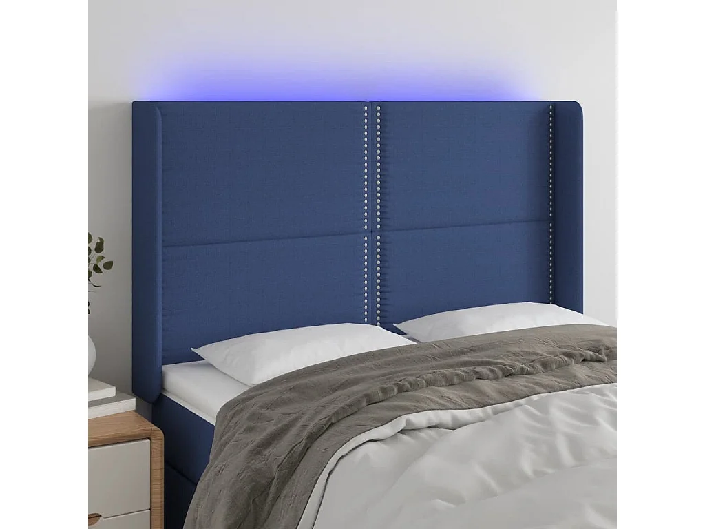 Hoofdbord | Hoofdeinde LED 147x16x118/128 cm stof blauw